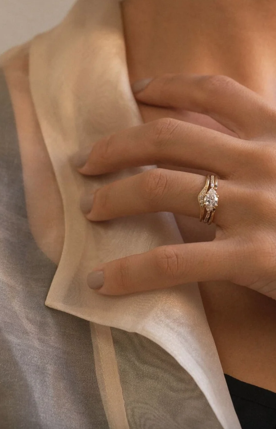 Equilibrium Trillion Baguette Round Diamond Ring